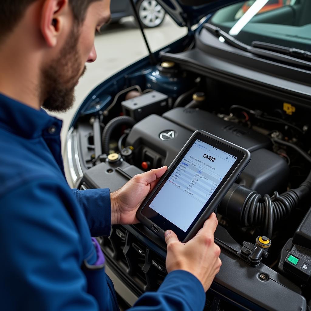 Mechanic Using an OBD2 Tool