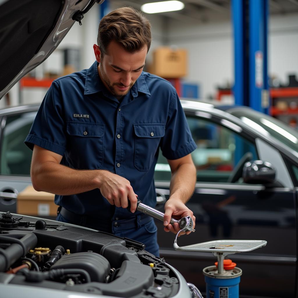 Mechanic Using Rented Tools