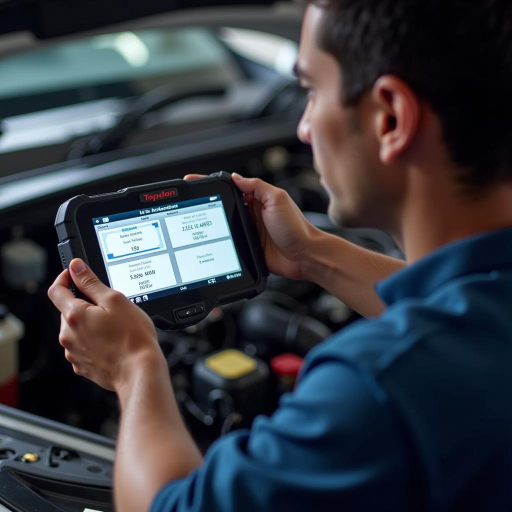 Mechanic using Topdon TD300