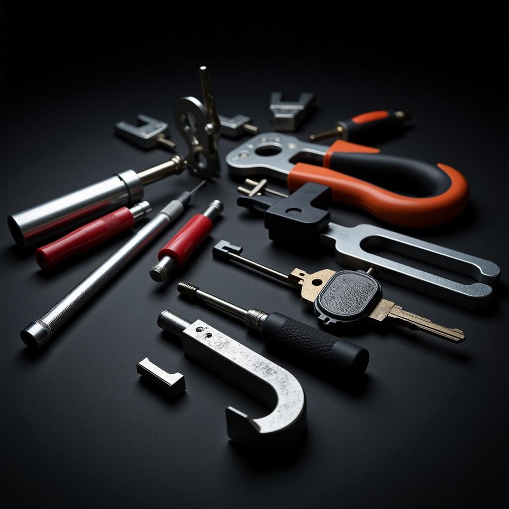 Mechanical Car Lock Tools Set Displayed