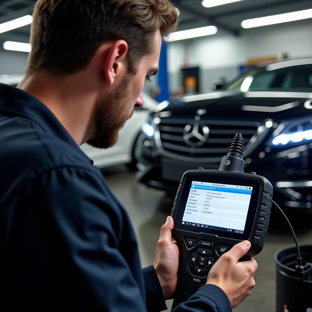 Mercedes Diagnostic Scanner in Use