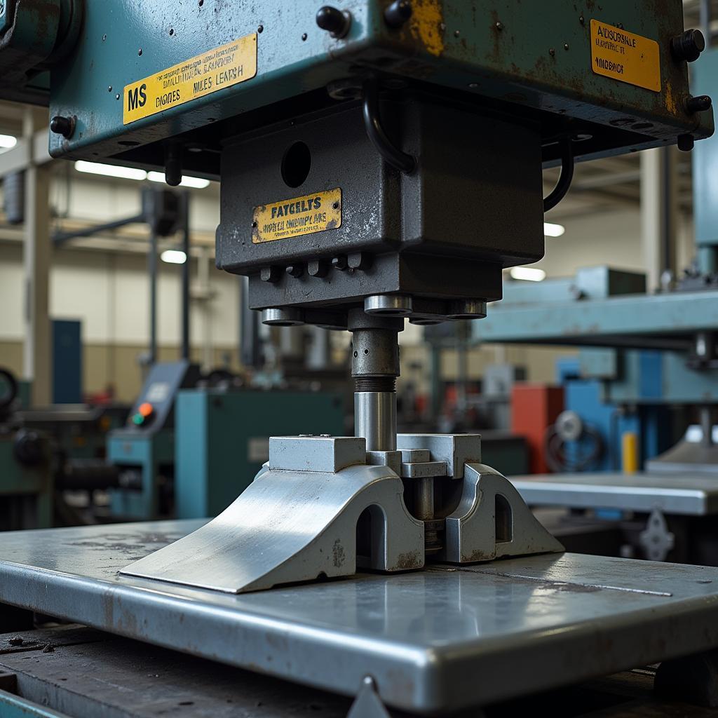 Metal stamping process creating a car part in a factory