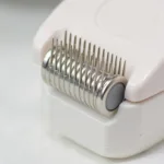 Close-up view of a micro needle roller showing the tiny needles