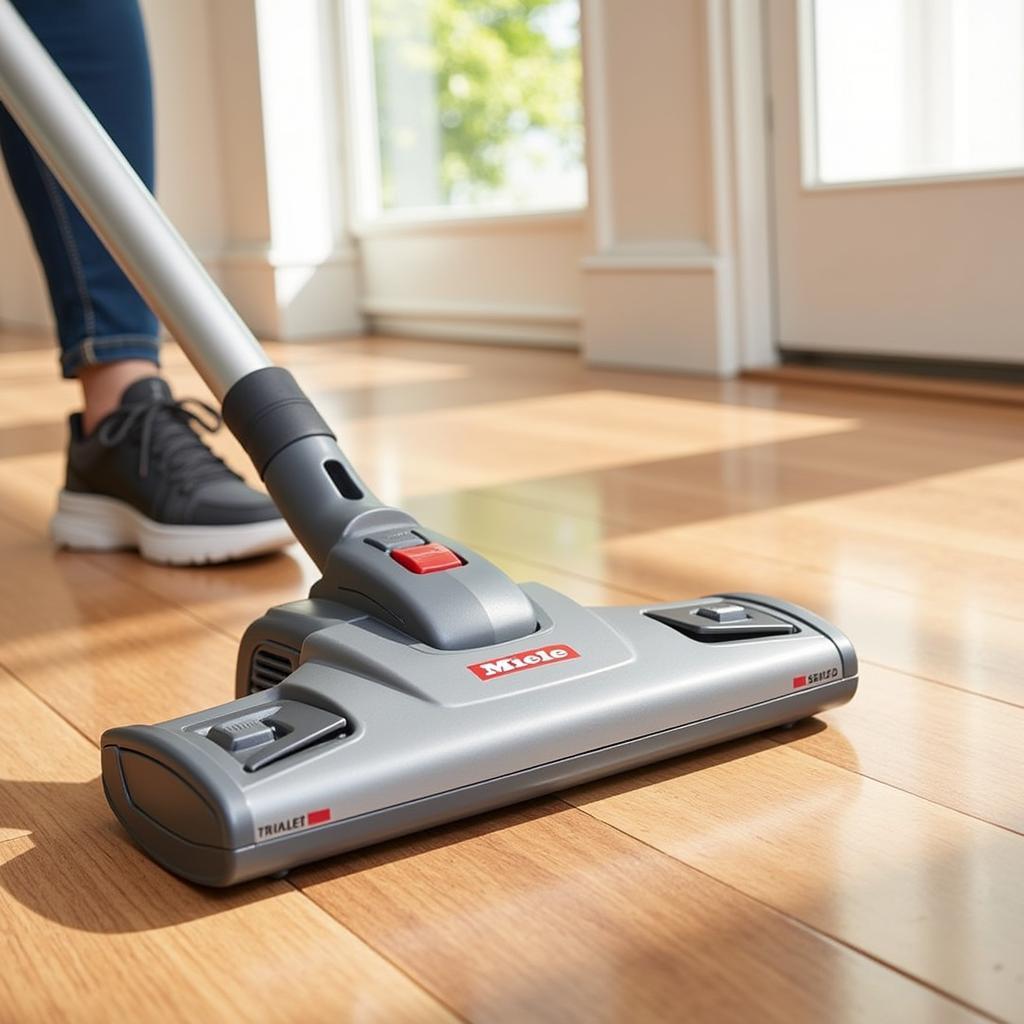 Miele Triflex HX2 hardfloor care tool cleaning a hardwood floor