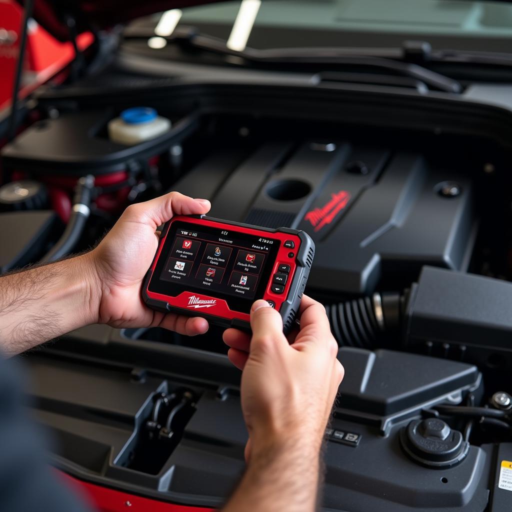 Milwaukee Diagnostic Tools in Use on a European Car