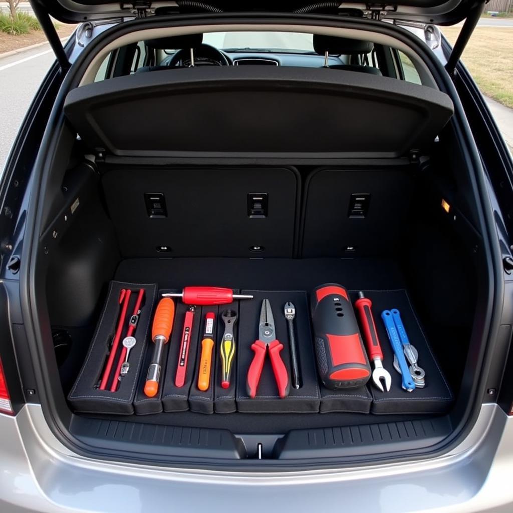 Storing a Mini Tool Set in a Car Trunk