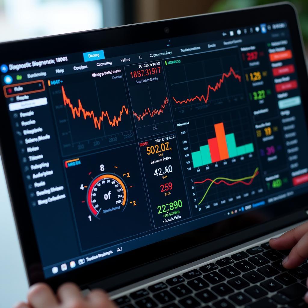 Modern car diagnostic software on a laptop screen