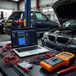 Modern Car Diagnostic Tools in a Mechanic's Workshop