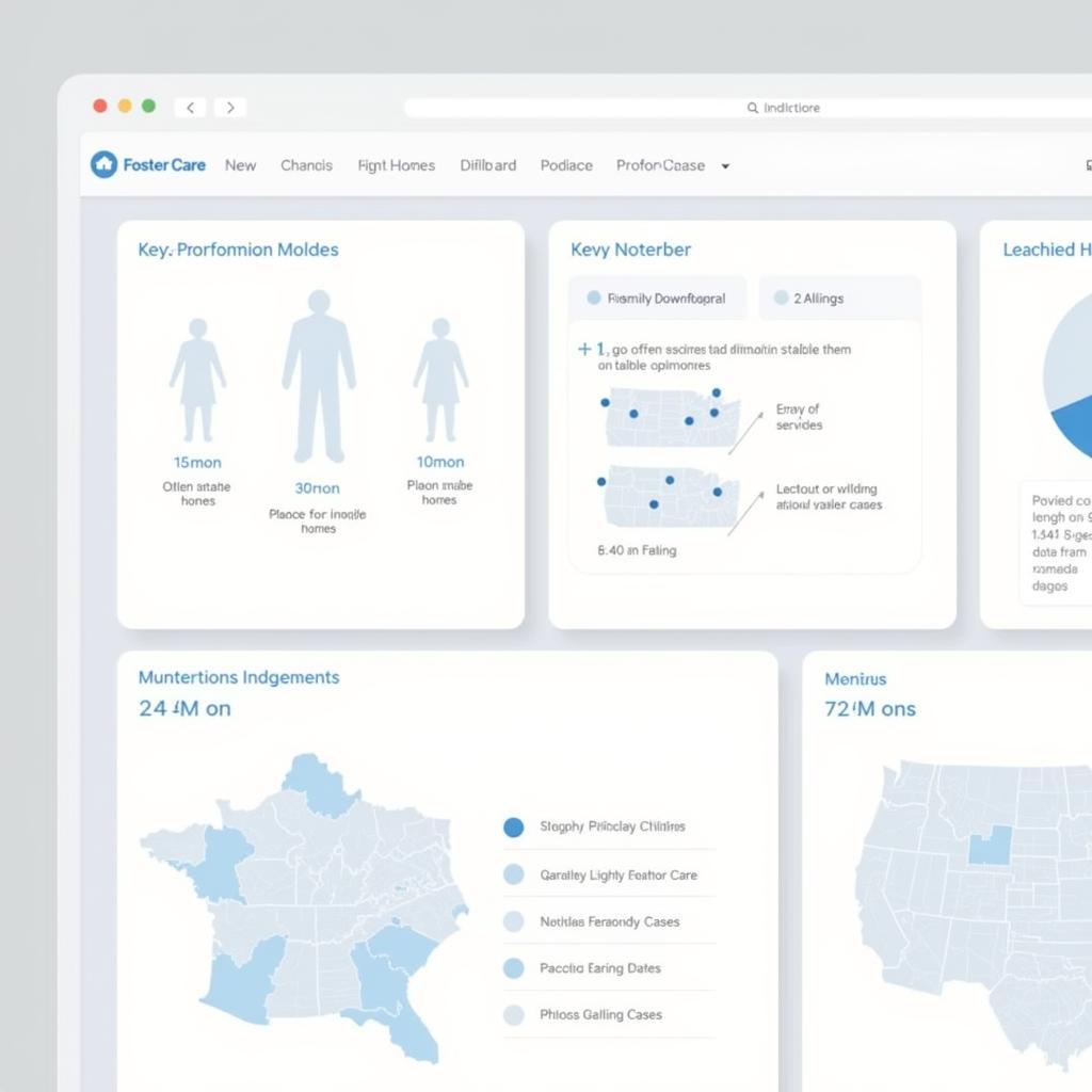 Dashboard displaying key performance indicators for a foster care program