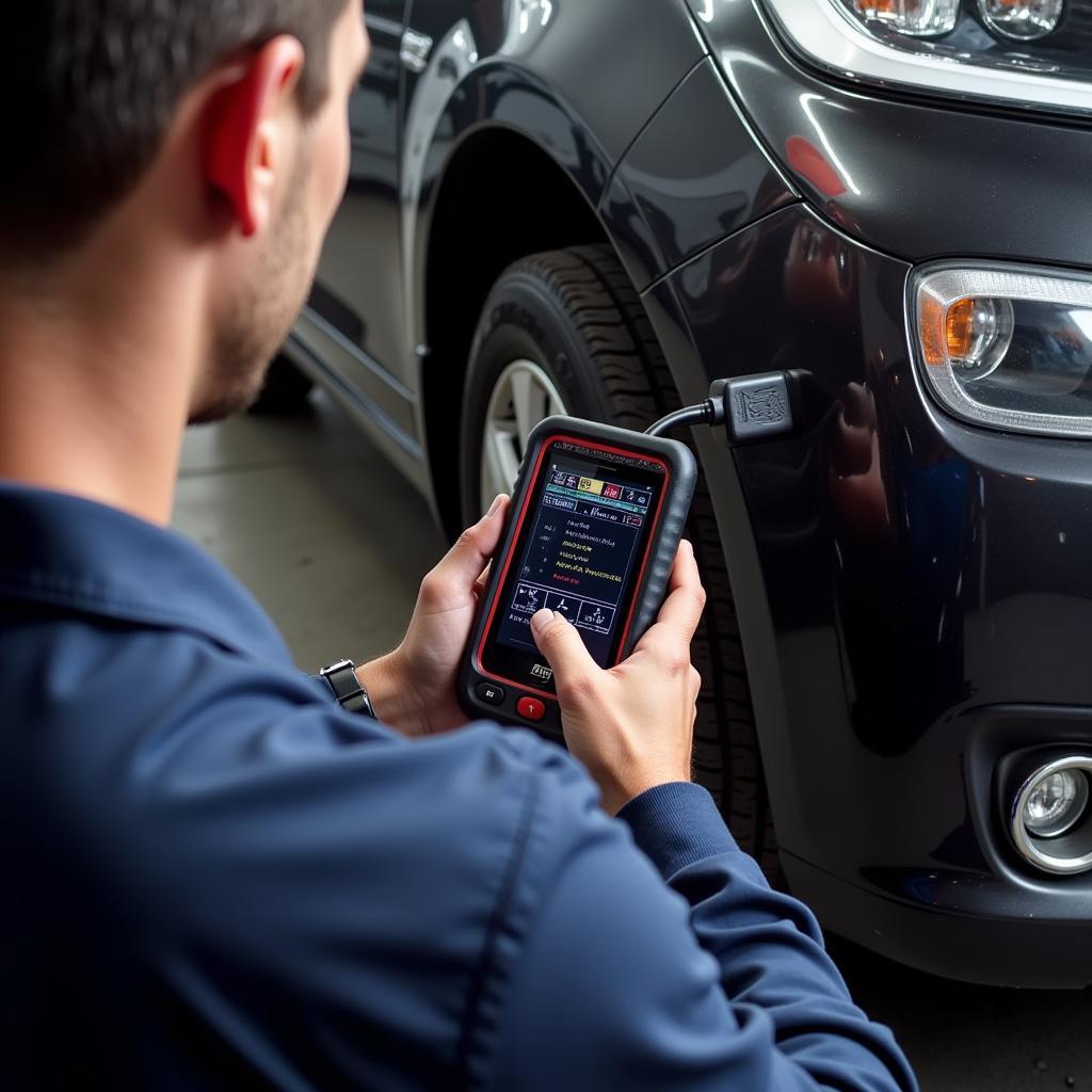 Mechanic Using MR Car Tool T110