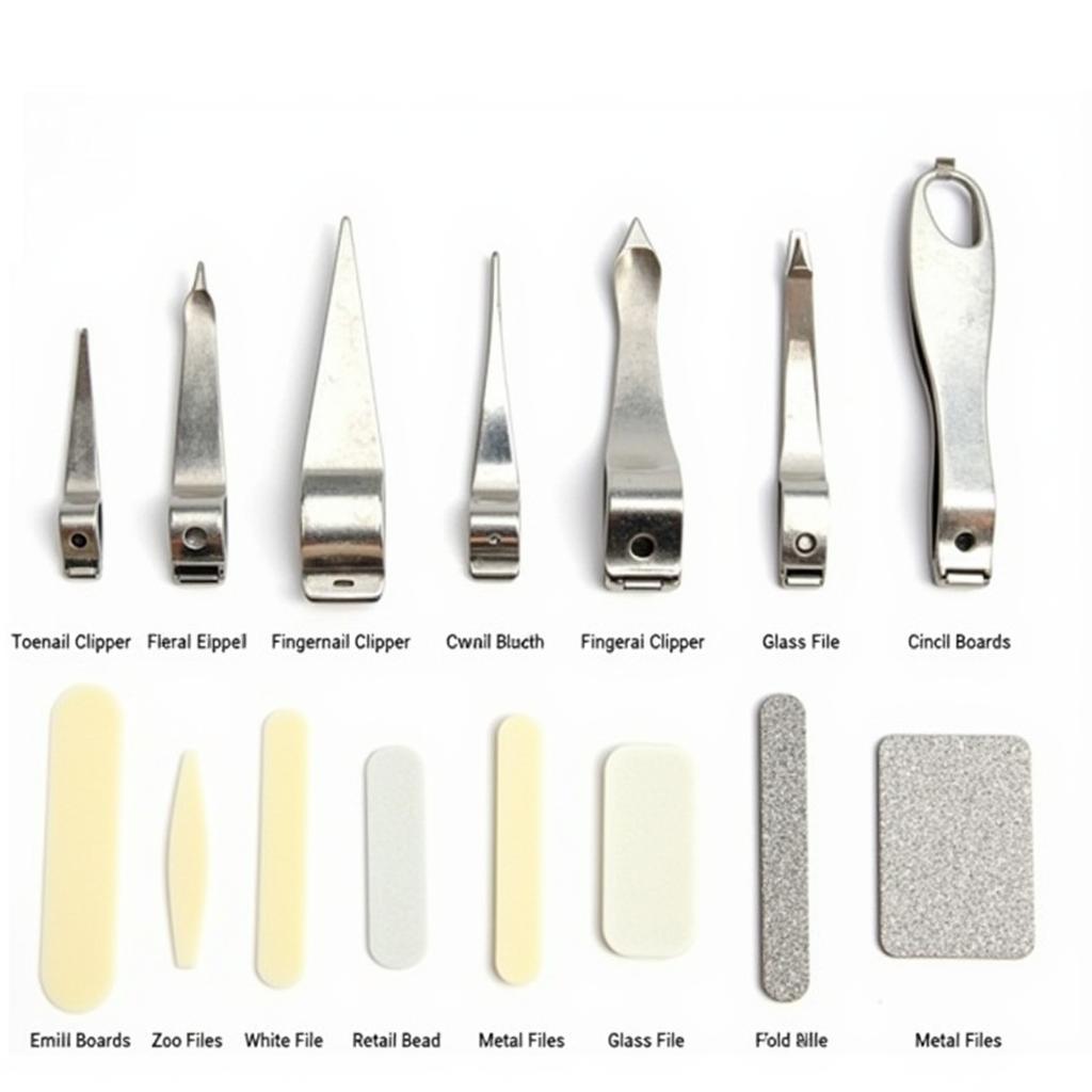 Nail Clippers and Files of Different Types and Sizes