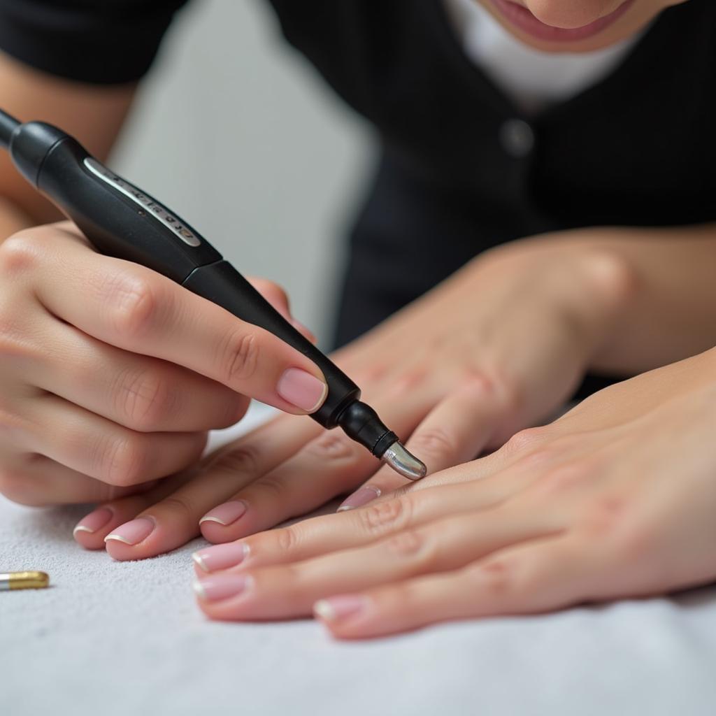 Nail Technician Using an E-file