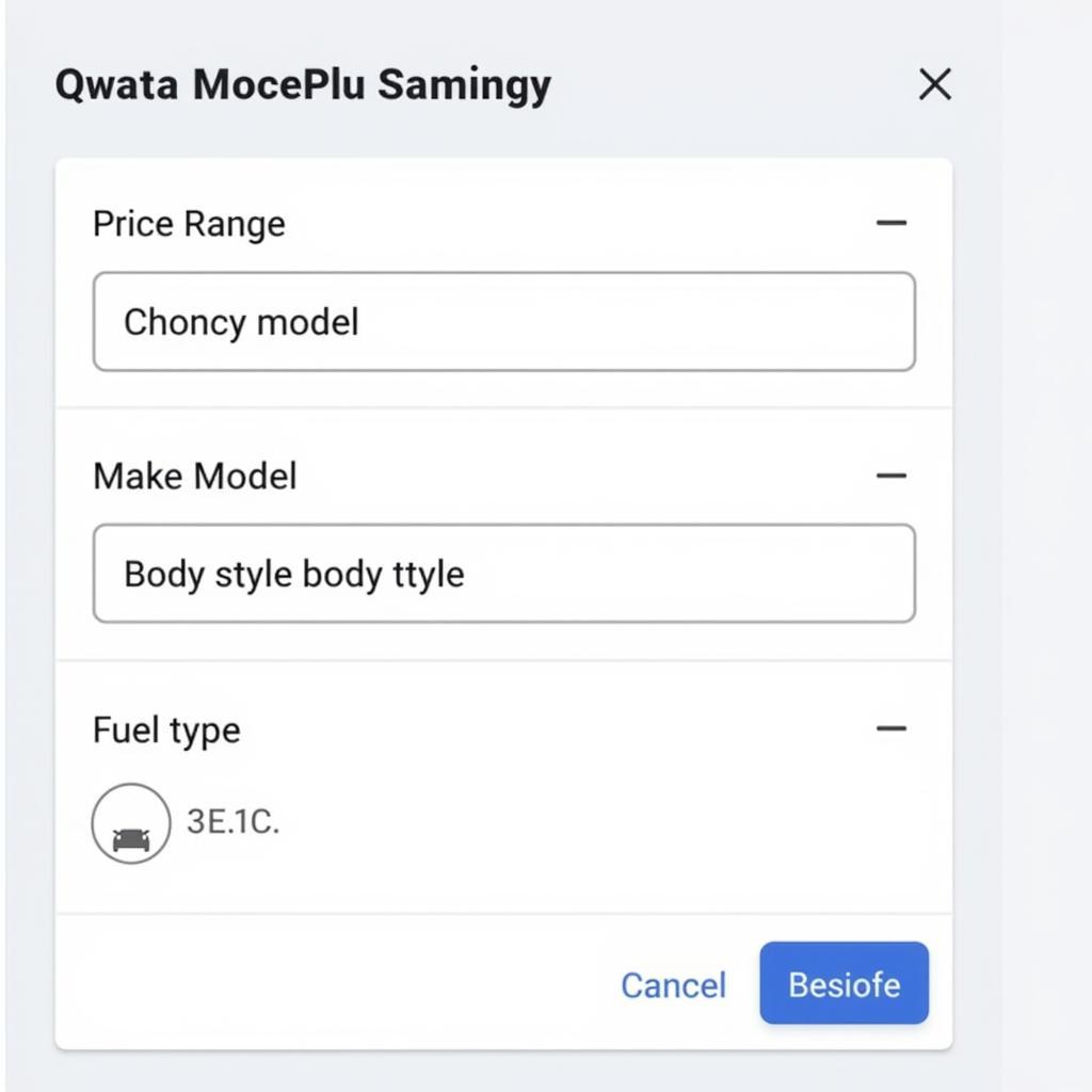 Filtering Options in a New Car Choice Tool