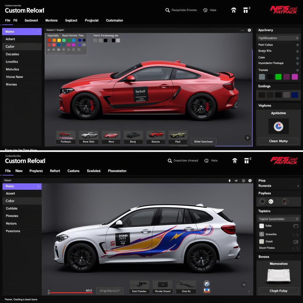 NFS Payback Car Customization Interface