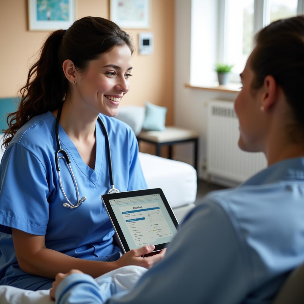 Nurse Reviewing Patient Care Plan After Facility Assessment