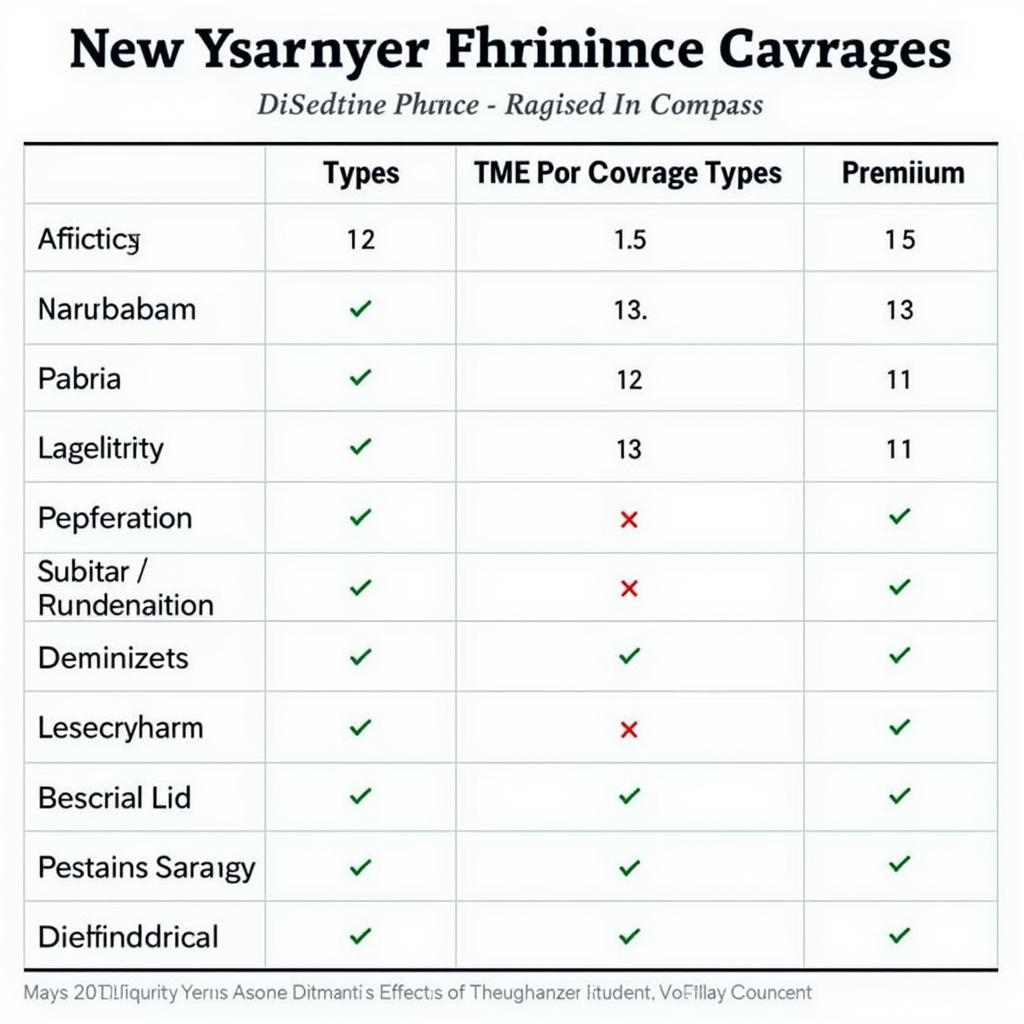 NY Car Insurance Policy Comparison Chart