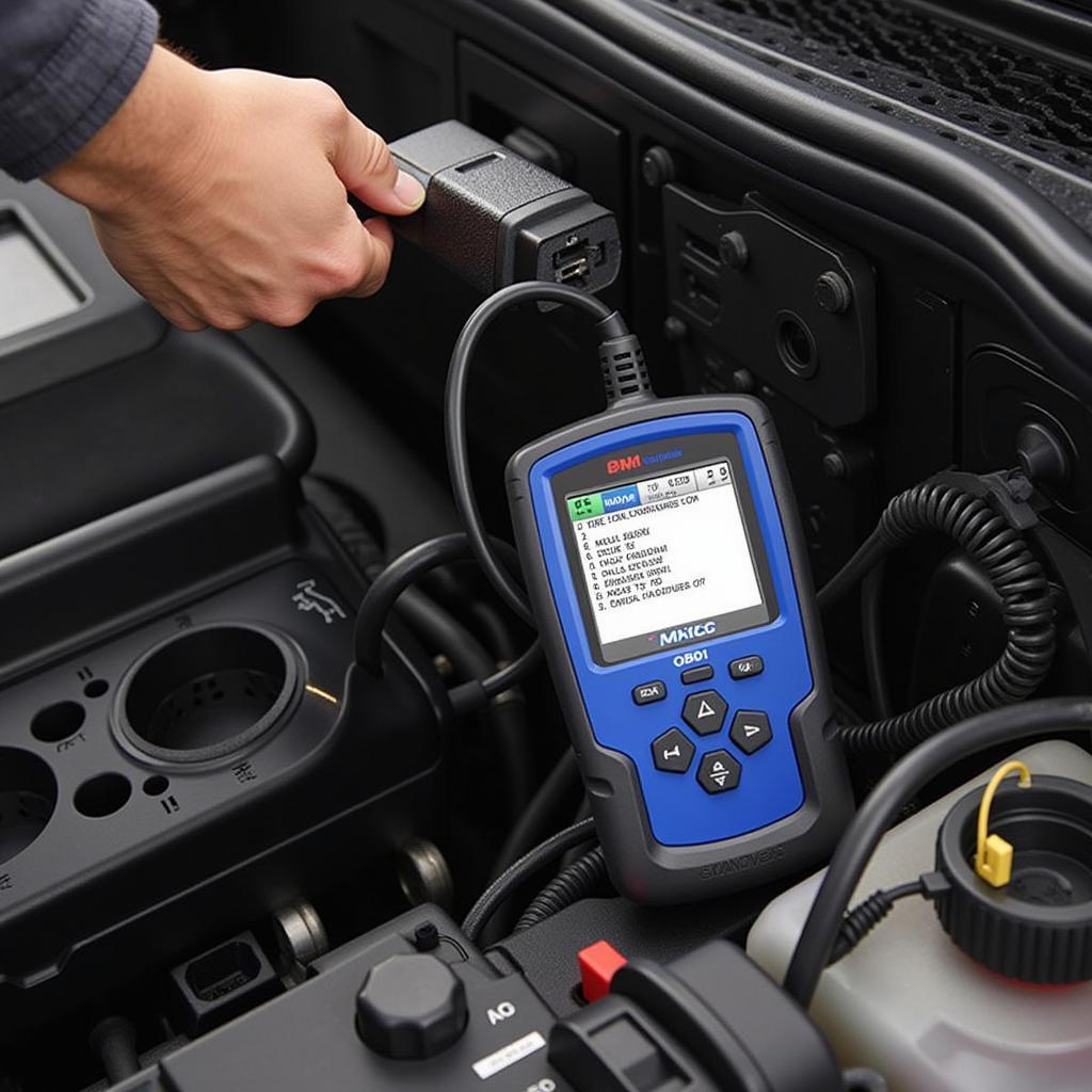 OBD-II Scanner Connected to a Car's Diagnostic Port