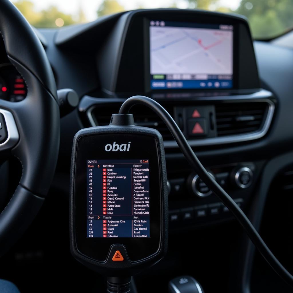 OBD-II Scanner Connected to Car's Diagnostic Port