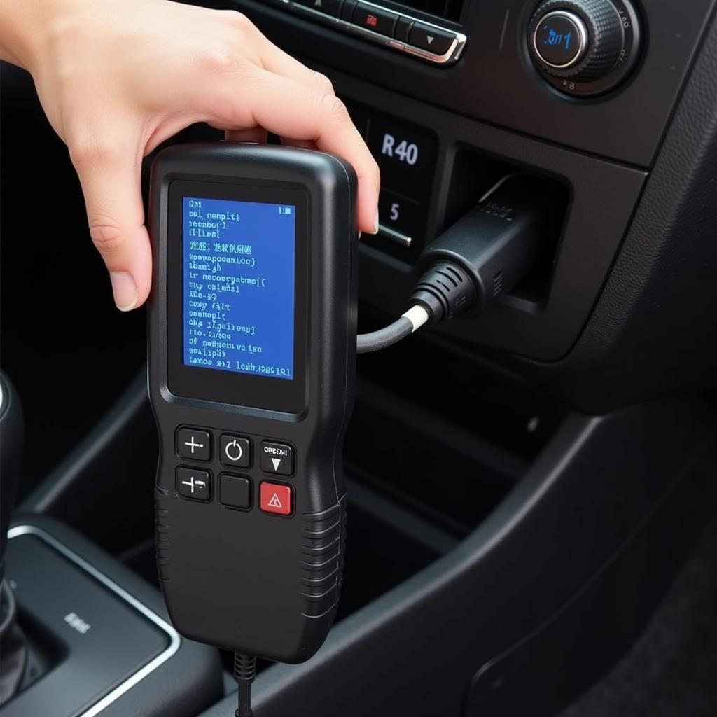 OBD-II Scanner Connected to Car's Diagnostic Port