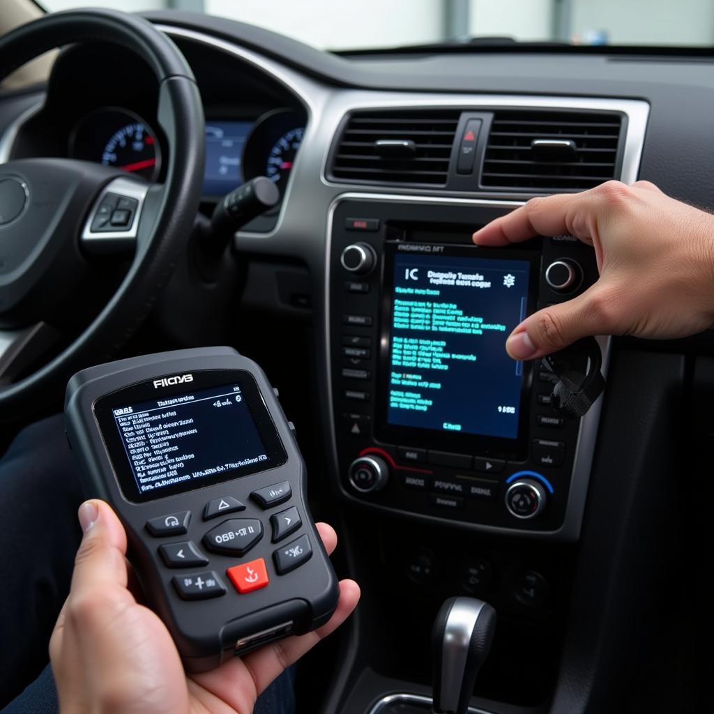 OBD-II Scanner Connected to a Car's Diagnostic Port