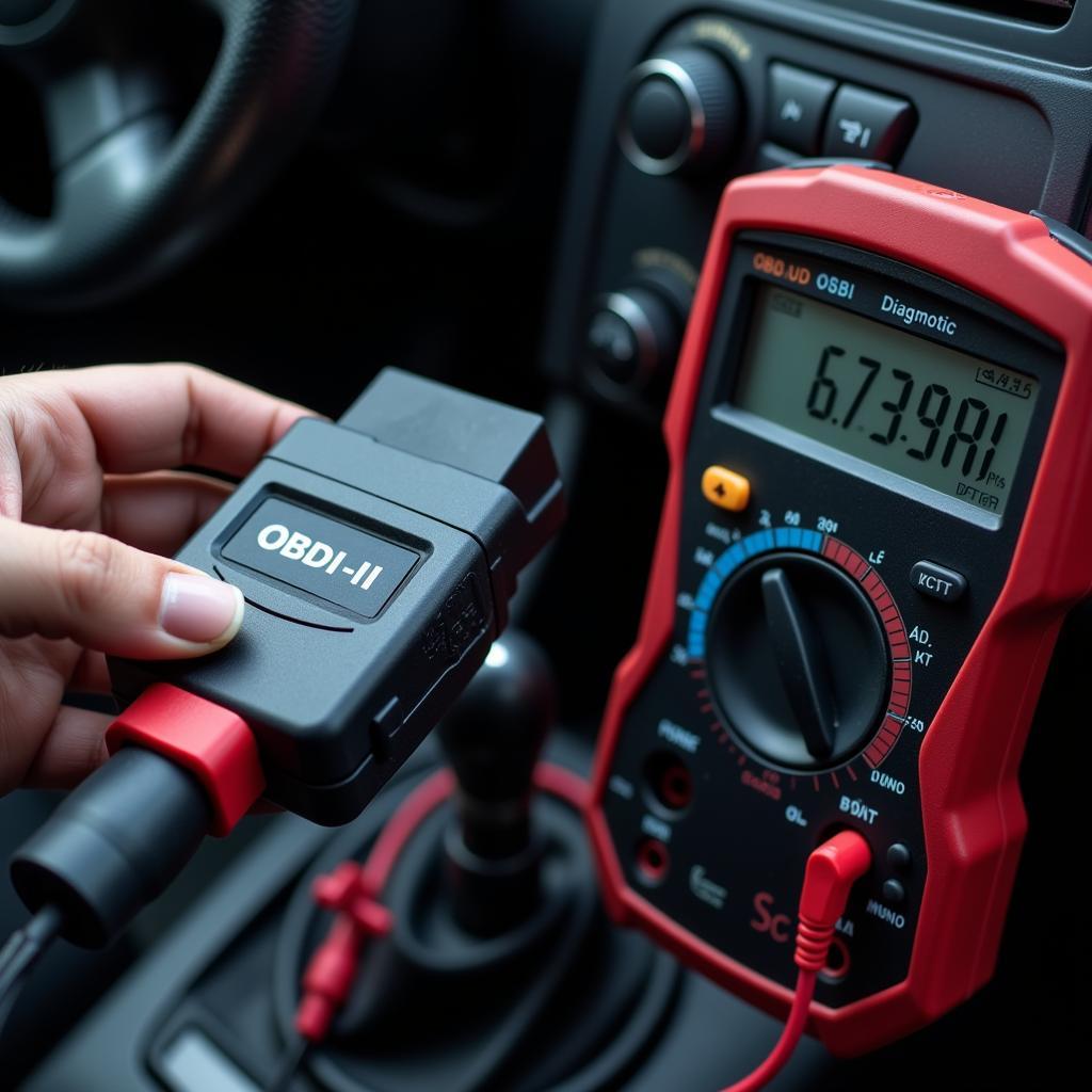 OBD-II Scanner and Multimeter for Car Diagnostics