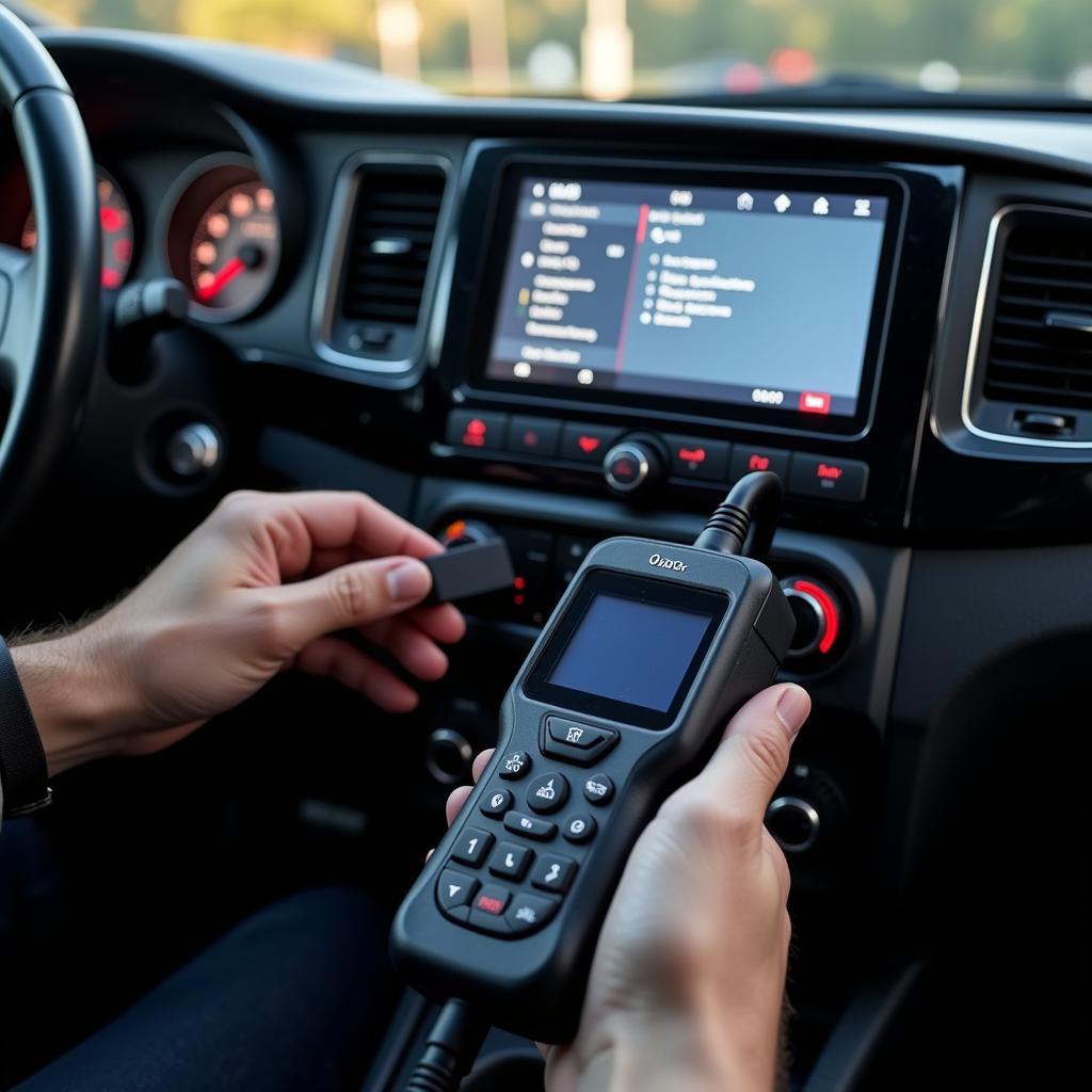 OBD2 Scanner Connected to a Used Car