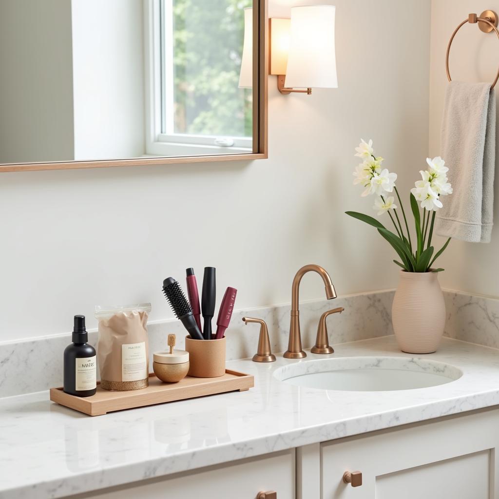 Organized Bathroom Vanity with Hair Tool Holder