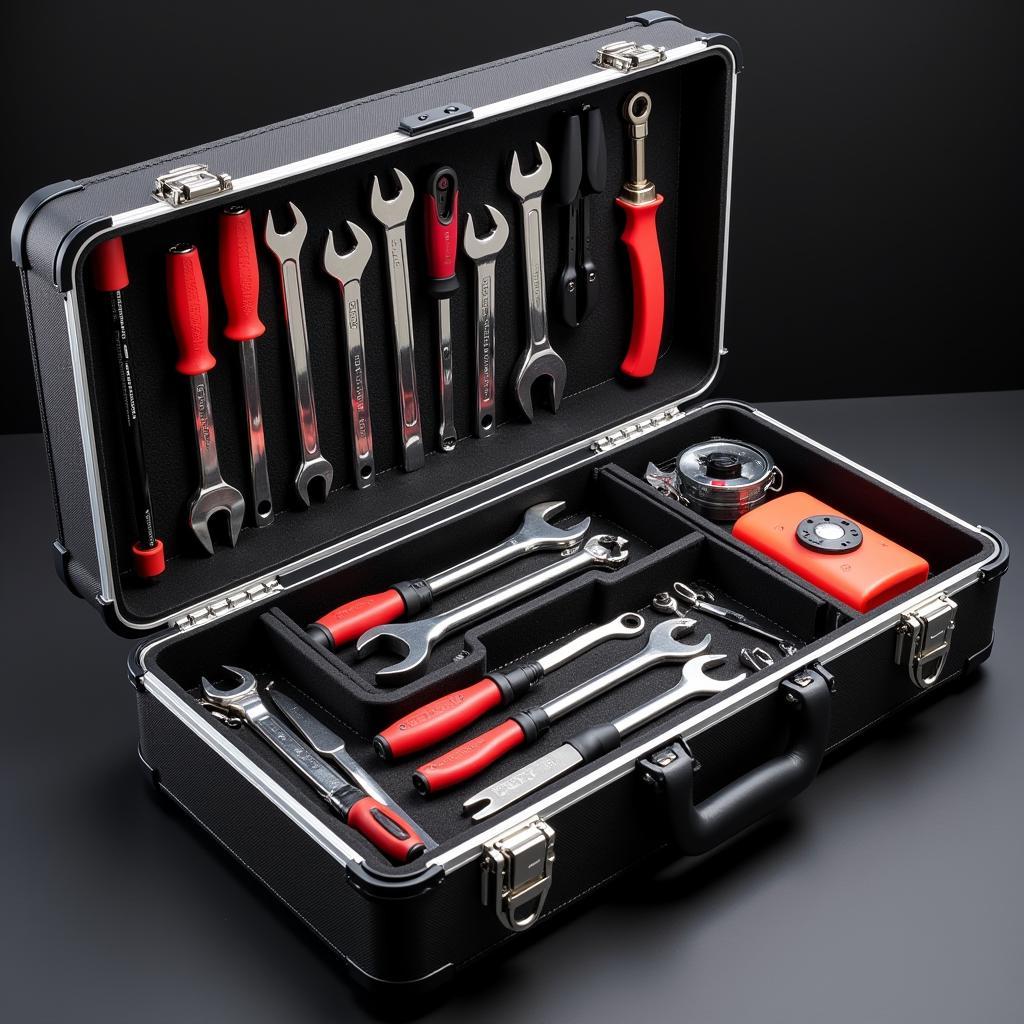 A well-organized car mechanic's toolbox