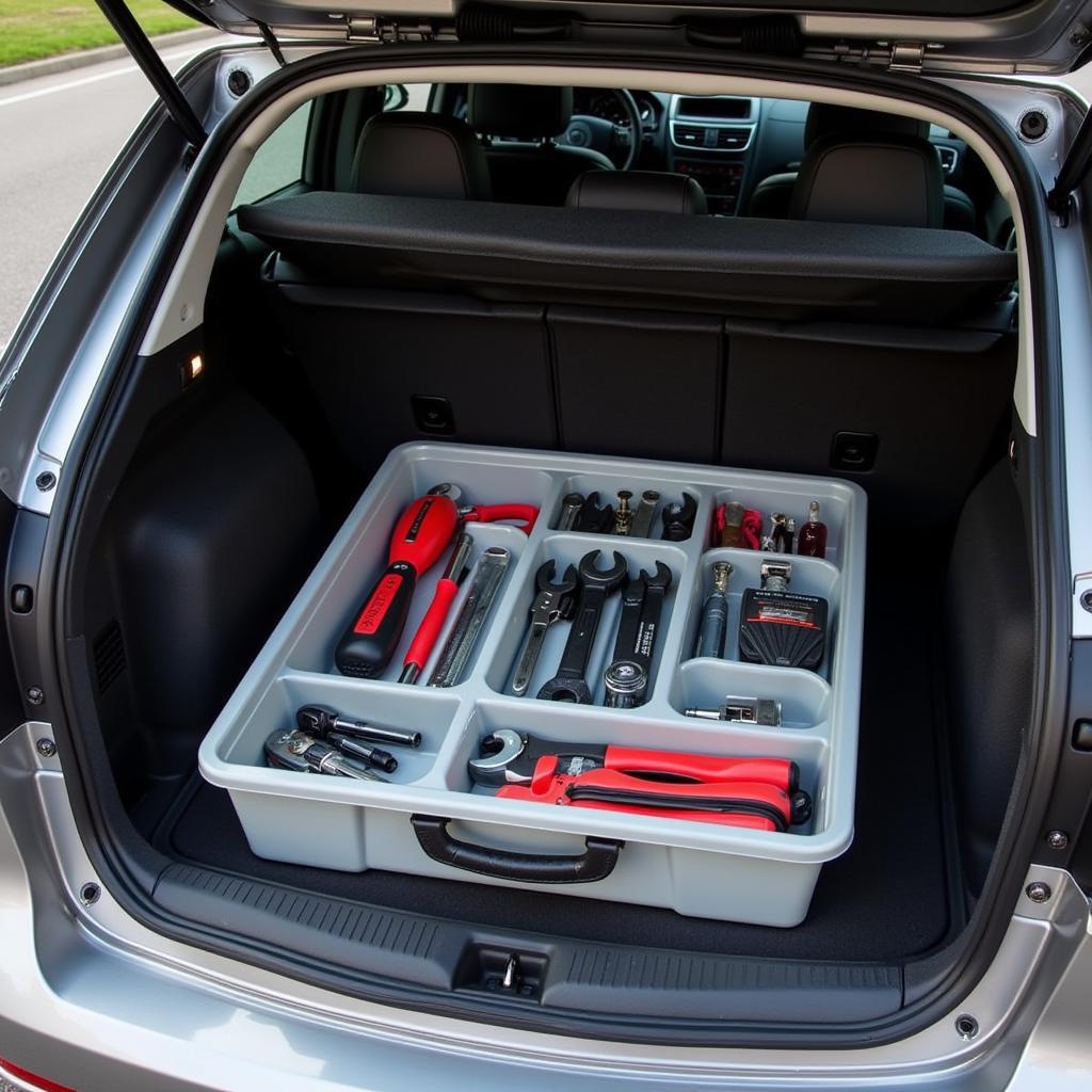 Organized Car Tool Box in Trunk