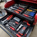 An efficiently organized car tool chest