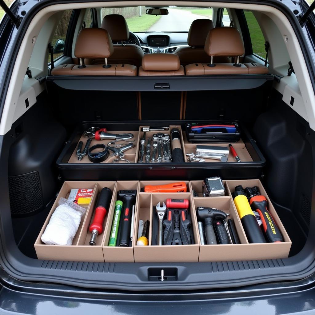 Organized Car Tools in Trunk Storage