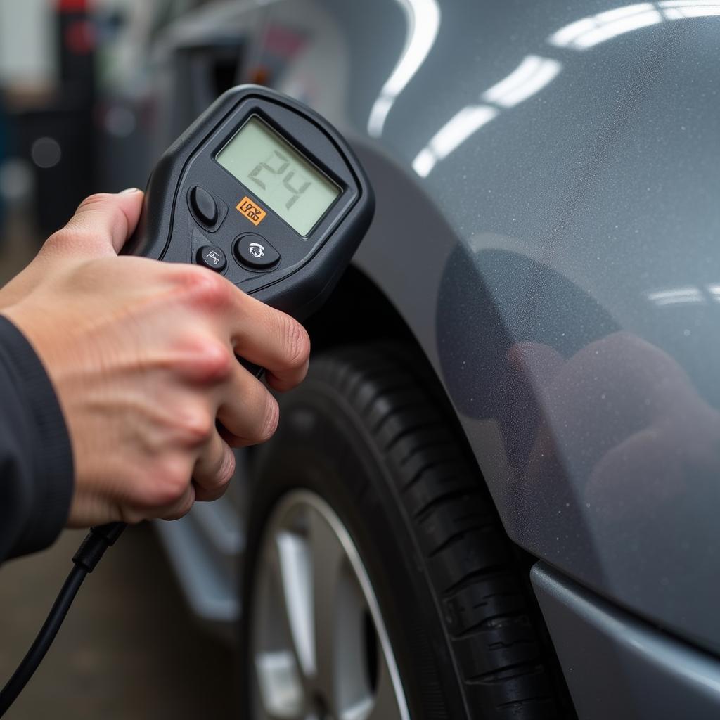 Paint Thickness Gauge on Car Body