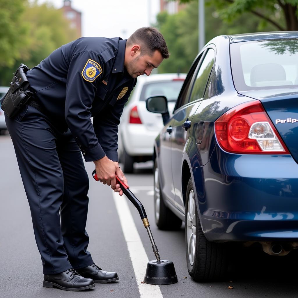 Parking Enforcement Officer Removing a Boot