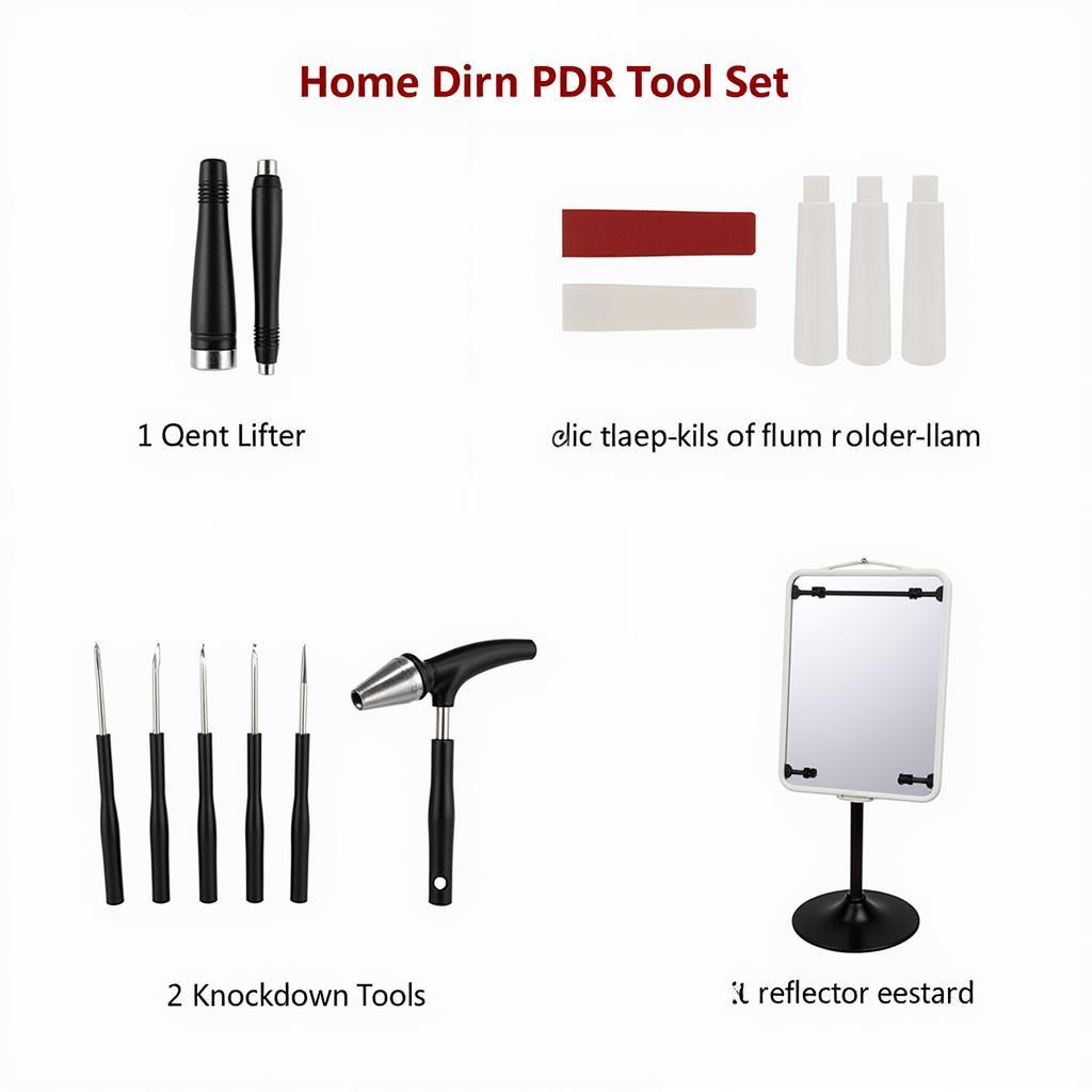 PDR Tool Set Components: Dent Lifters, Glue Pullers, Knockdown Tools, and Reflector Boards