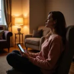 Person meditating using a meditation app on their phone