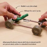 Pinewood Derby Car Axle and Wheel Attachment Without Tools