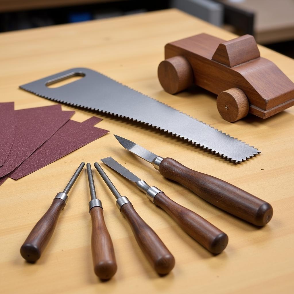 Pinewood Derby Car Shaping Tools: Saw, Sandpaper, Files, and Rasps