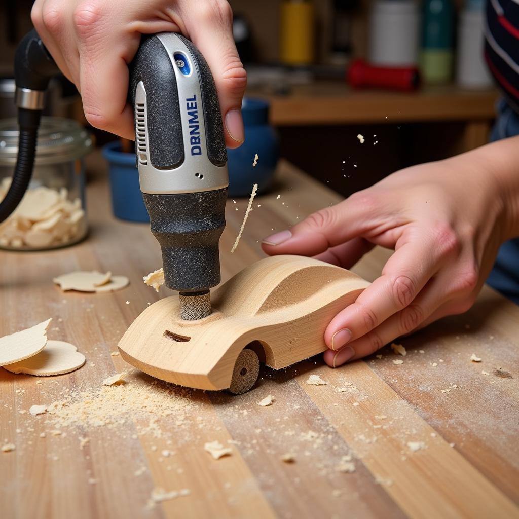 Pinewood Derby Car Shaping with Dremel