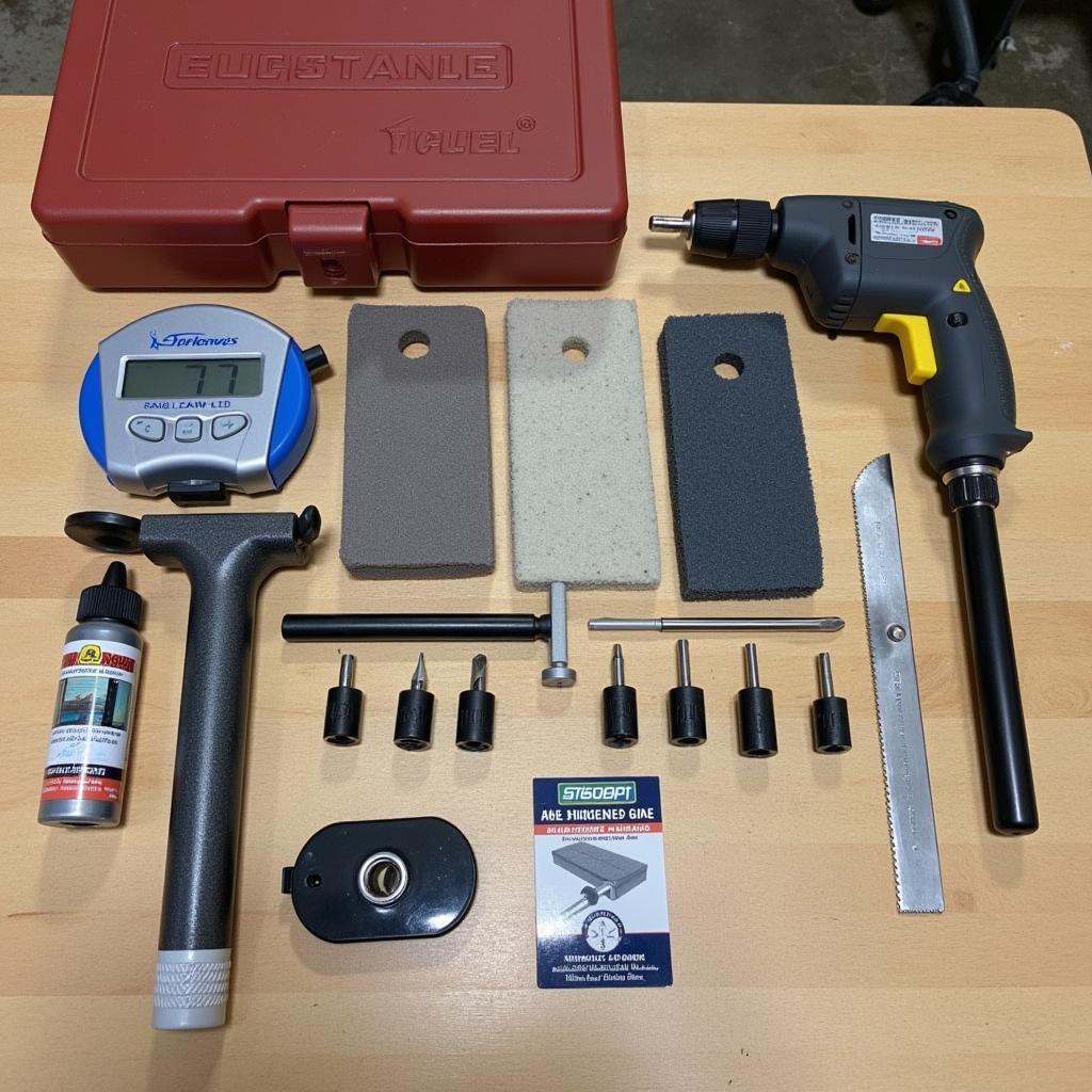 Pinewood Derby Car Tools Kit: Essential tools for building a competitive pinewood derby car, including axle alignment tools, weight placement scales, and sanding blocks.