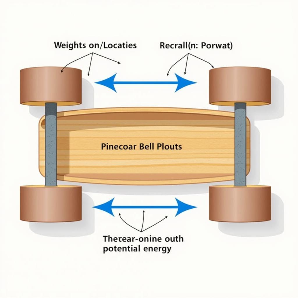 Illustration of optimal weight placement strategies for pinewood derby cars, focusing on maximizing potential energy and minimizing center of gravity.