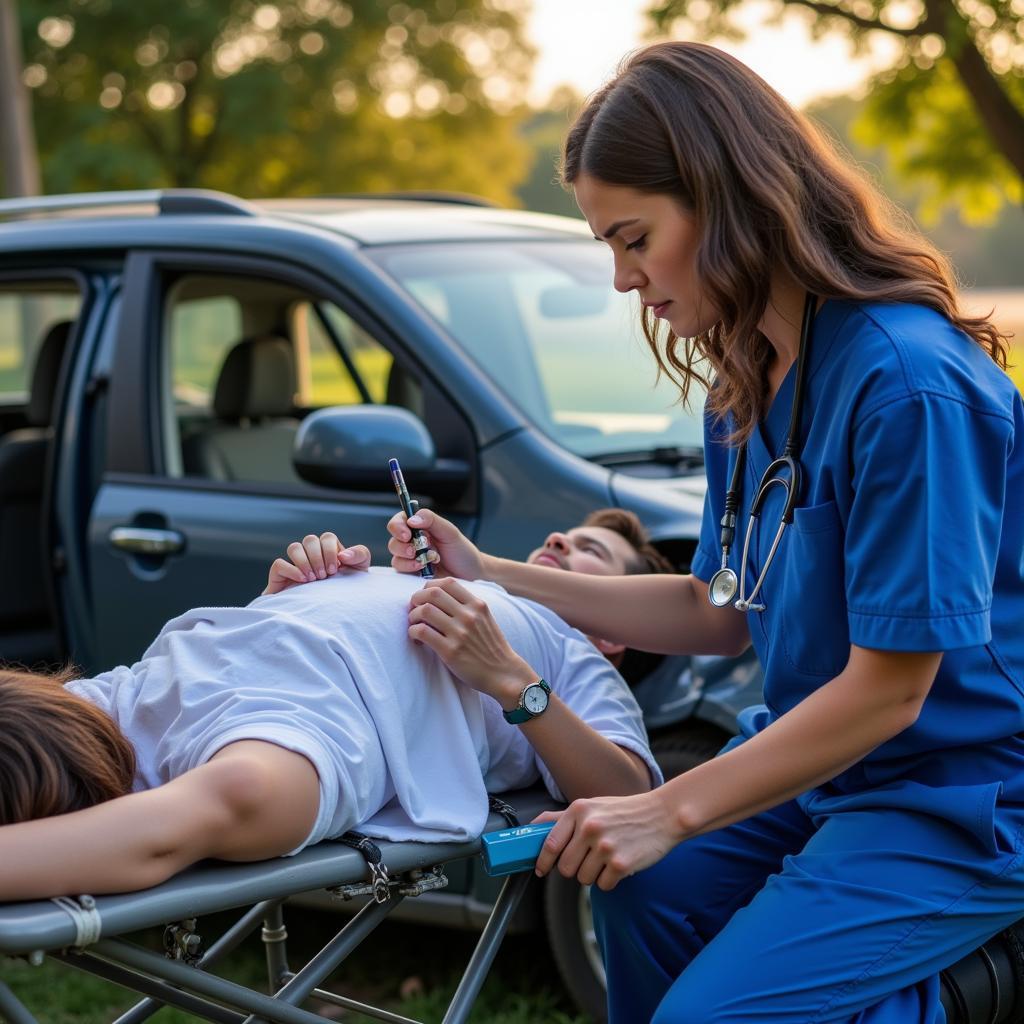 Combined use of POCUS and stethoscope in car accident