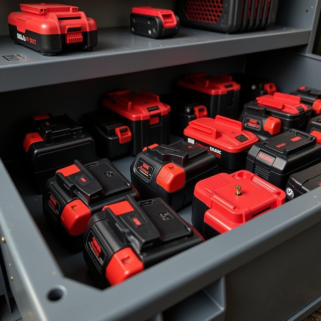 Power tool batteries stored properly for winter