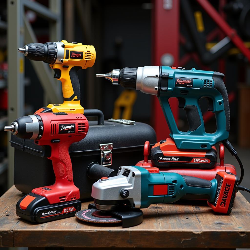 Power Tools Enhancing a Car Mechanic Tool Box