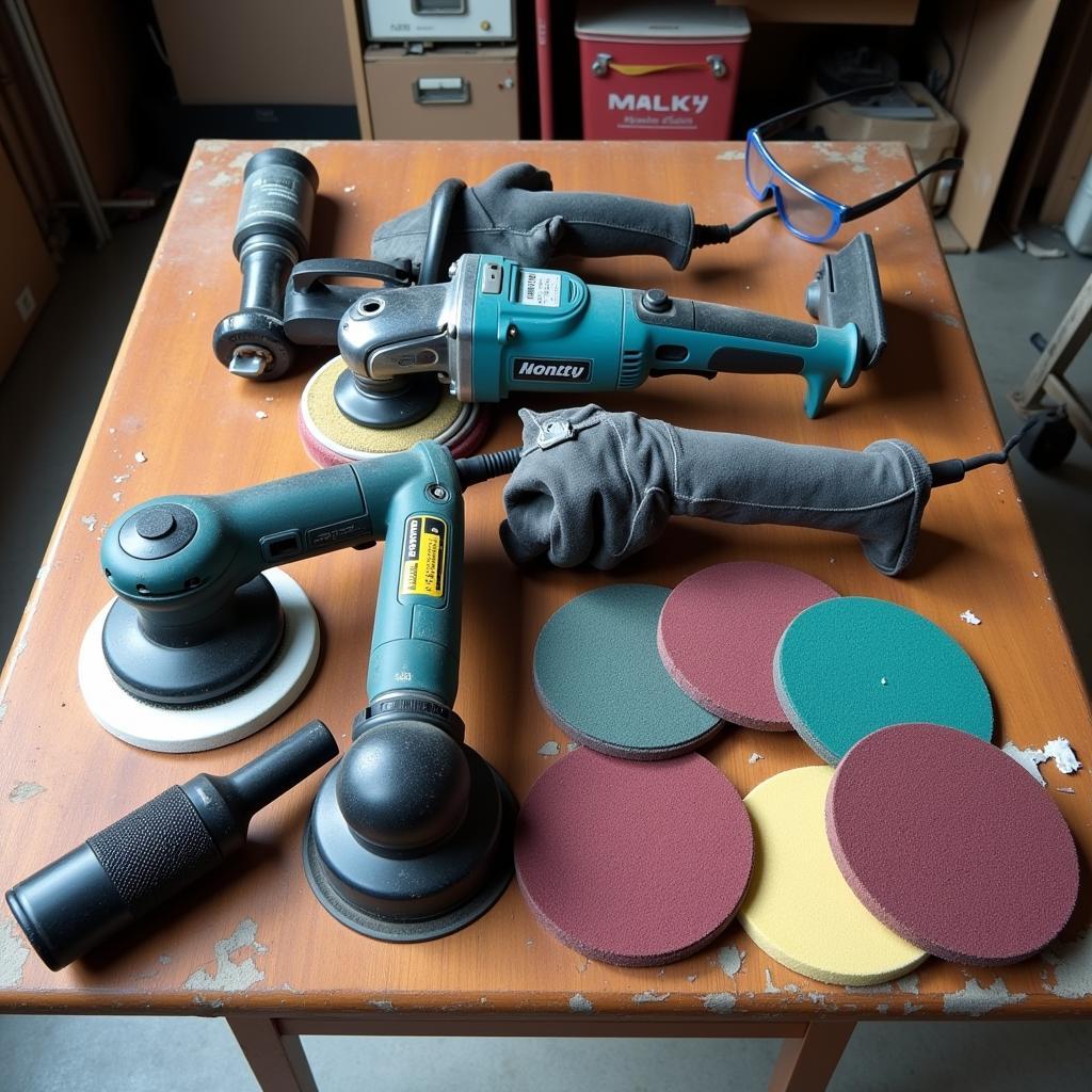 Power tools for car paint prep: An overview of various sanders, polishers, and other equipment used in automotive paint preparation.