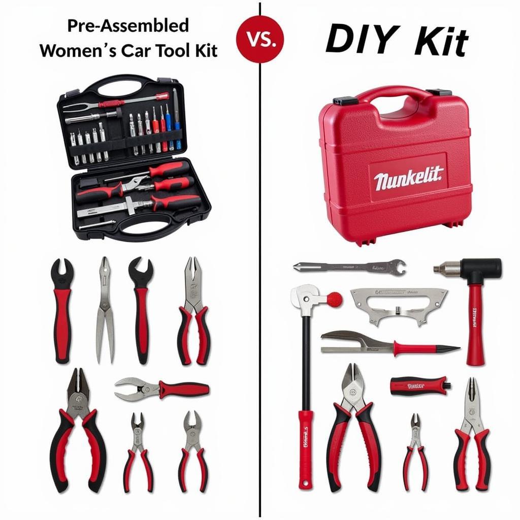 Comparing pre-assembled and DIY car tool kits.