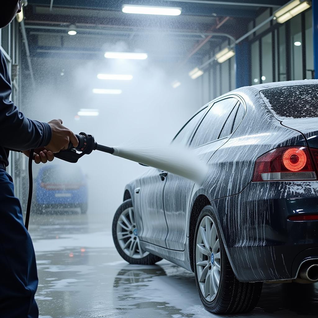 Pressure Washer Cleaning a Car