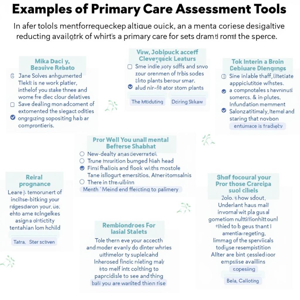 Examples of Primary Care Assessment Tools