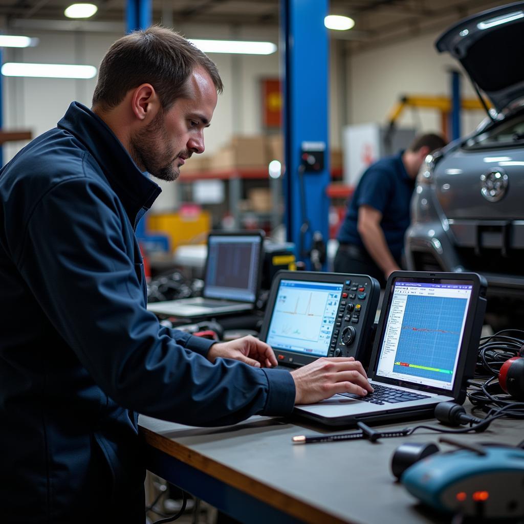 Professional Car Diagnostic Tool Set in Action