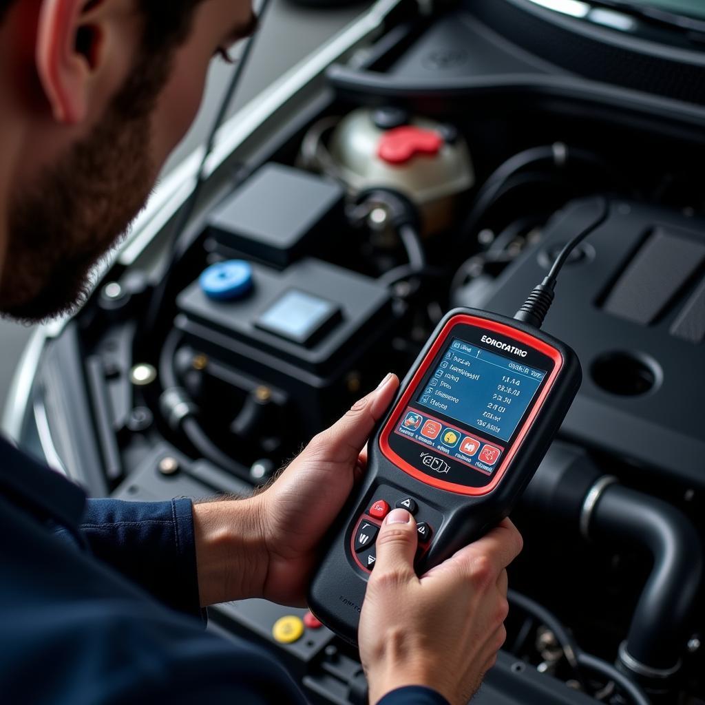 Professional Car Tool Scanner in Use