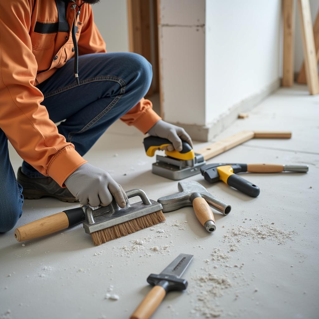 Professional Drywall Tools in Use